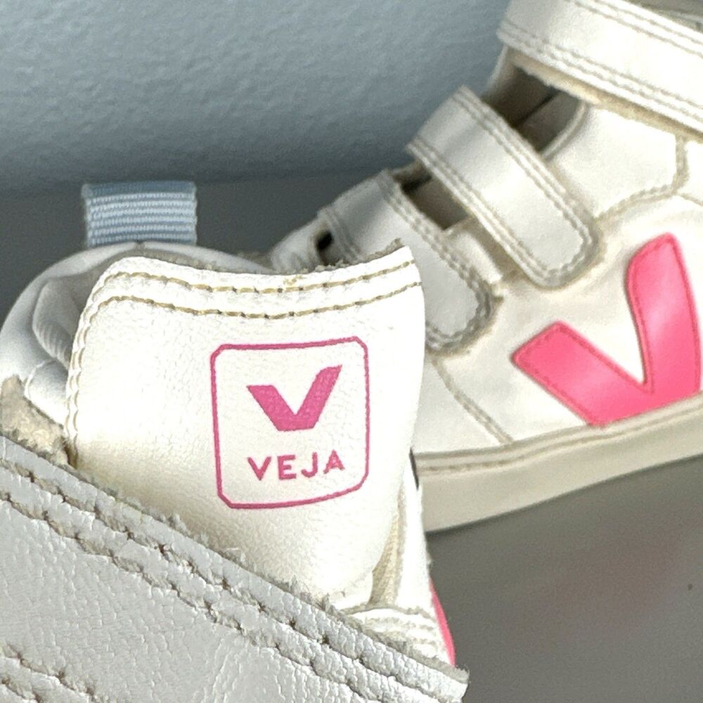 Veja Small V-10 Mid Sneakers Leather Toddler US 2 EU 33 White Pink - Picture 15 of 15